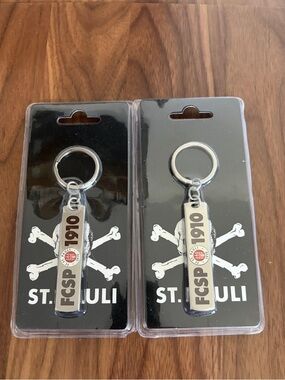 FC St. Pauli 1910 Metal Keychain beer top opener , red and Brown Accent